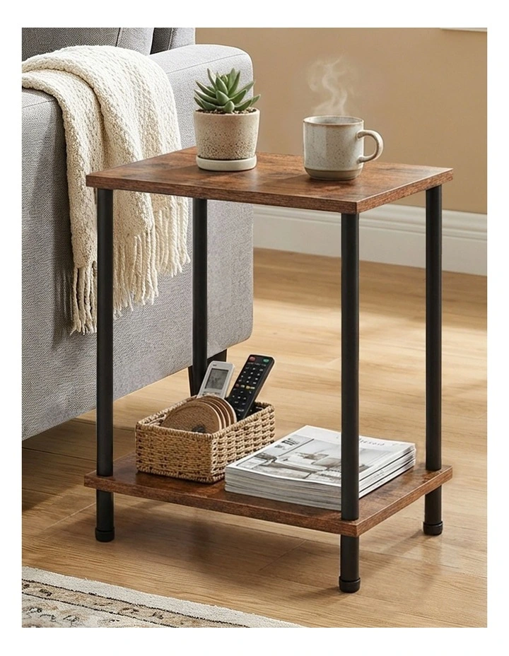 Levede Side Table 2-Tier Industrial Vintage End Table Storage Shelf Nightstand image 7