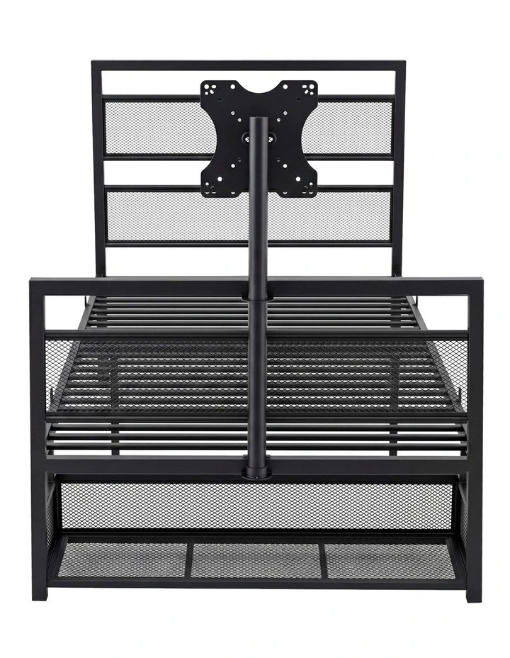 Levede Gaming Bed Frame Rotating TV Mount Storage Metal Single Bed 32in Bedroom image 2