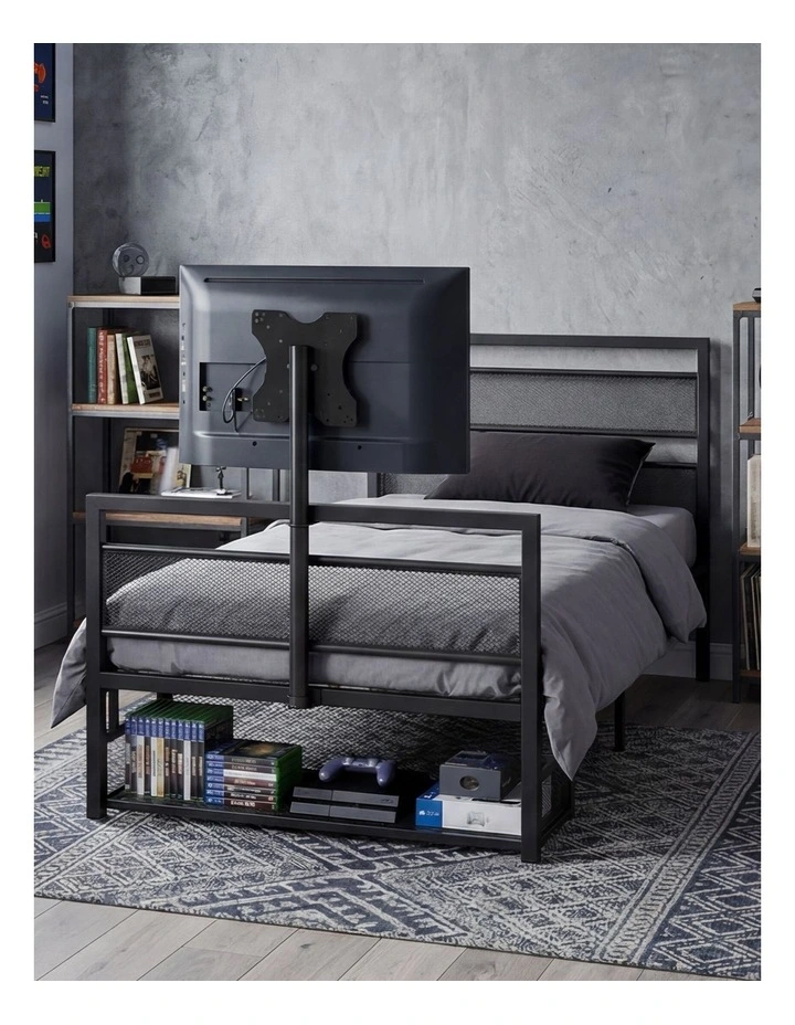 Levede Gaming Bed Frame Rotating TV Mount Storage Metal Single Bed 32in Bedroom image 7