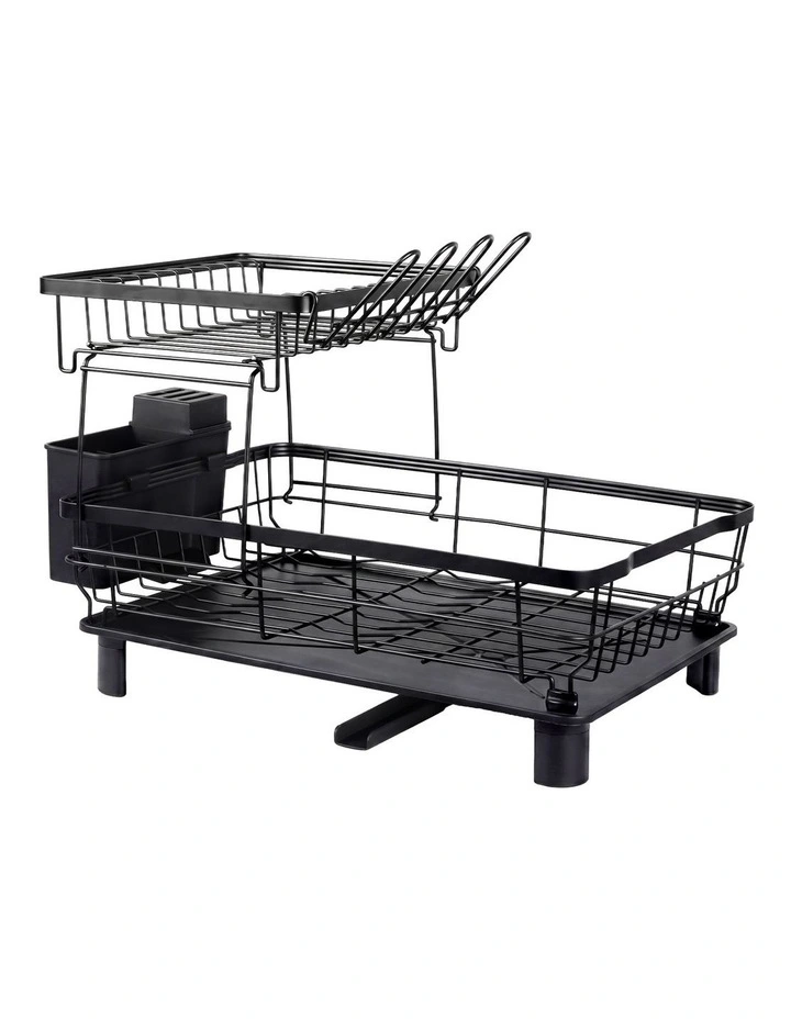 Toque 2 Tier Drying Rack Kitchen Organizer Storage Plate Drainer Cutlery Holder image 1