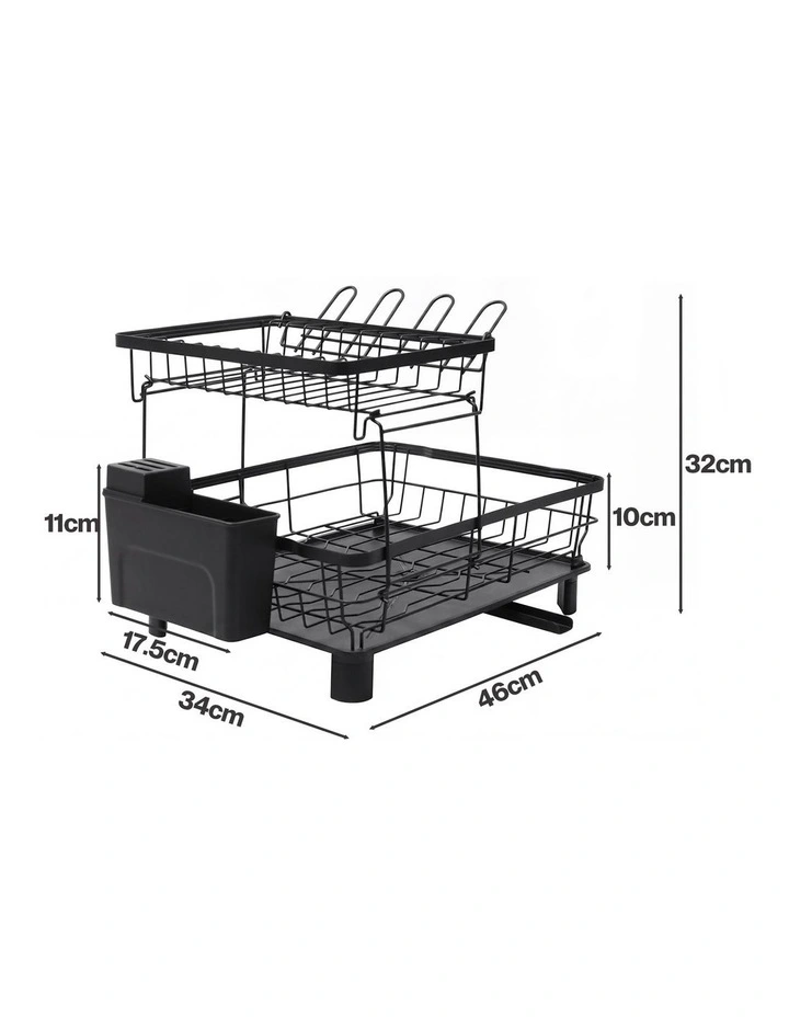 Toque 2 Tier Drying Rack Kitchen Organizer Storage Plate Drainer Cutlery Holder image 3