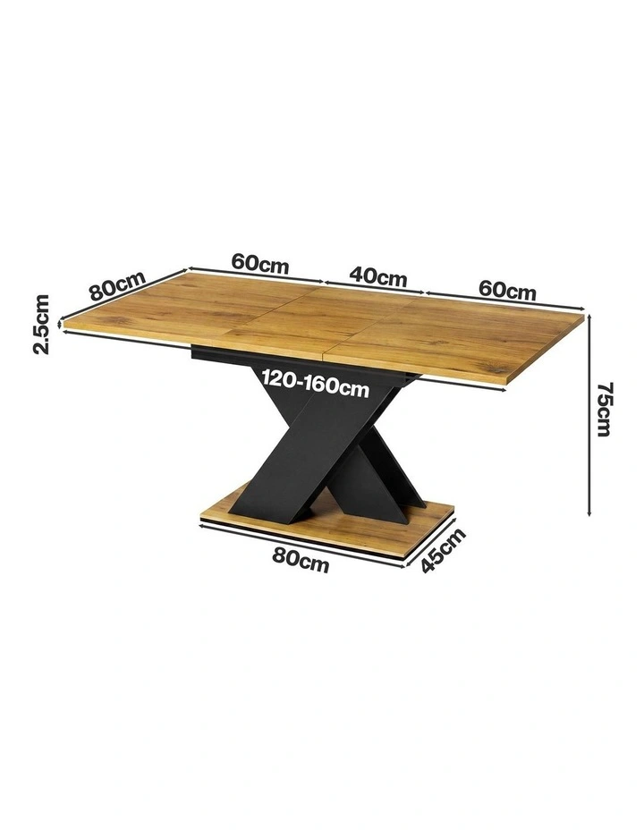 Levede Dining Table Extendable 120cm-160cm 6 People Rectangular Dining Room image 3