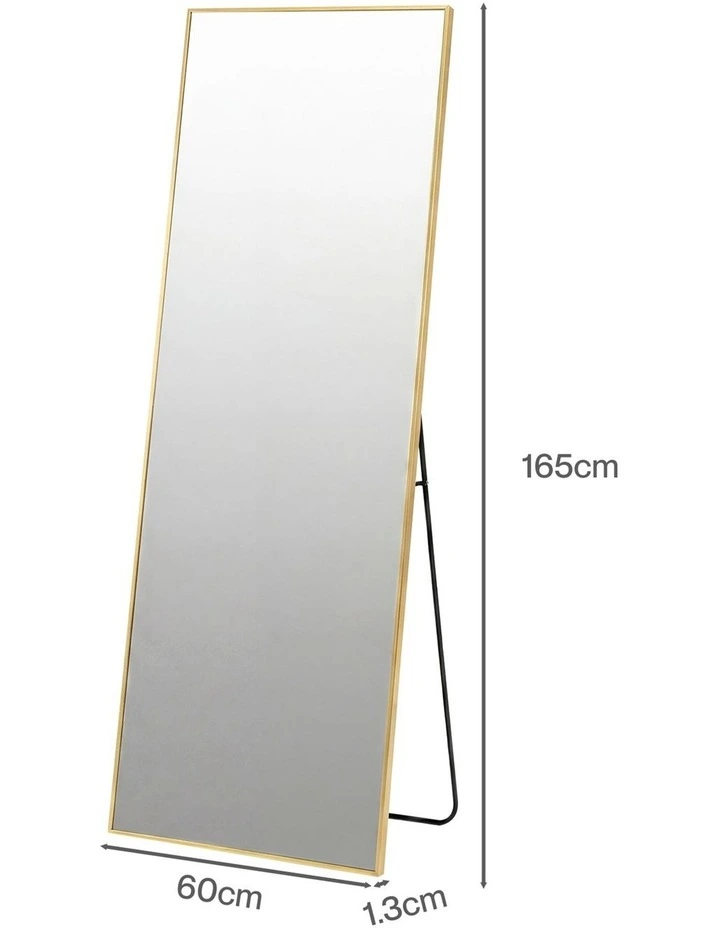 Yezi Rectangular Full Length Mirror 165x60cm Gold Standing Floor Wall Leaning image 3