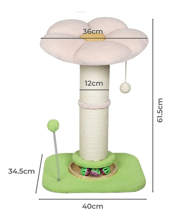 Pawz Flower Cat Tree Tower Sisal Scratching Post Pink 61.5cm image 3