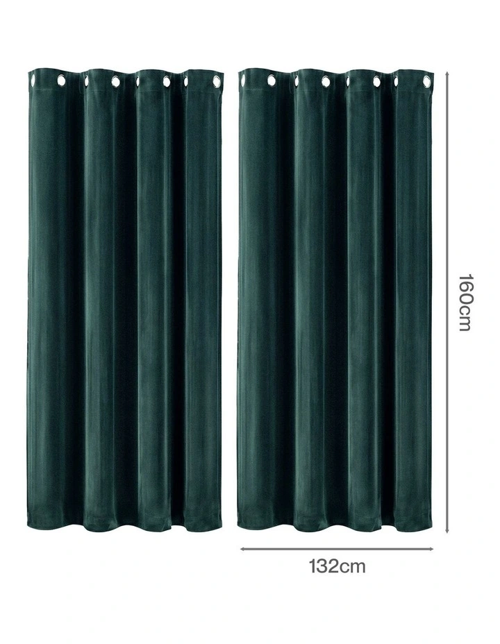 Marlow Blackout Curtains 2 Panels Velvet Room Darkening Eyelet Curtains Green image 3