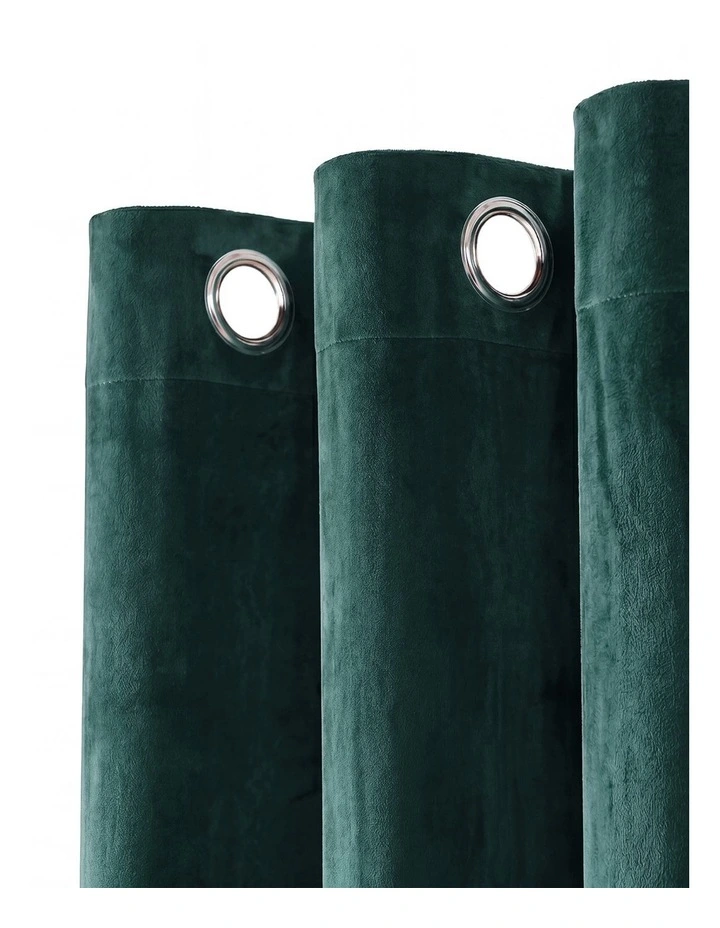 Marlow Blackout Curtains 2 Panels Velvet Room Darkening Eyelet Curtains Green image 5