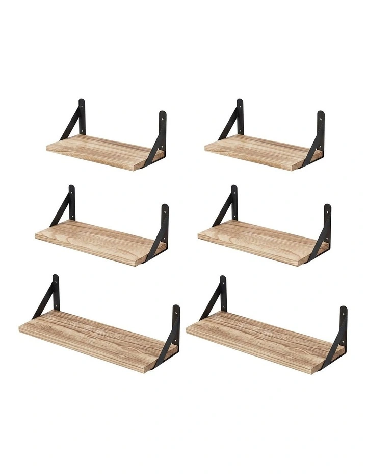 Levede Floating Wall Shelves 6 Pcs Wall Mounted Display Bookshelf Rack Kitchen image 1