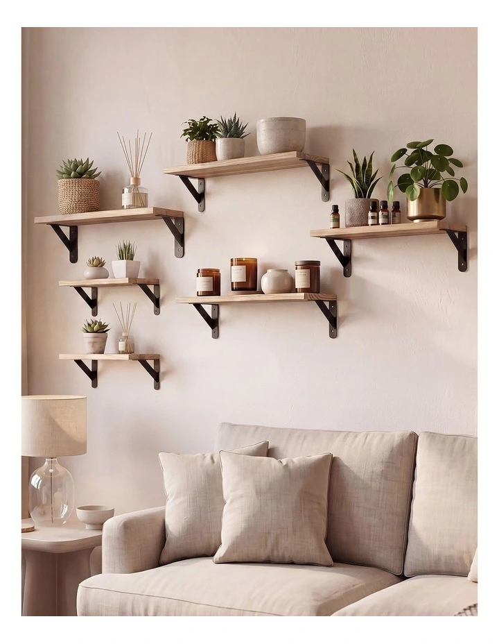 Levede Floating Wall Shelves 6 Pcs Wall Mounted Display Bookshelf Rack Kitchen image 7