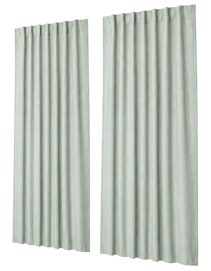 Marlow 2 Panels Blackout Curtains Linen Look Curtain Draperies Window Green image 1
