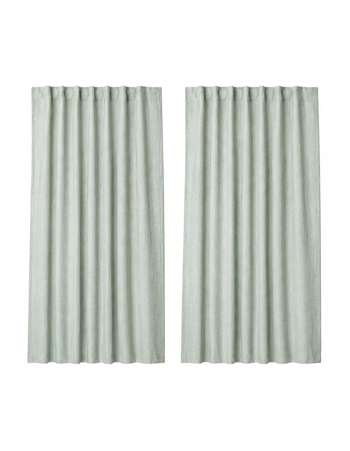 Marlow 2 Panels Blackout Curtains Linen Look Curtain Draperies Window Green image 2