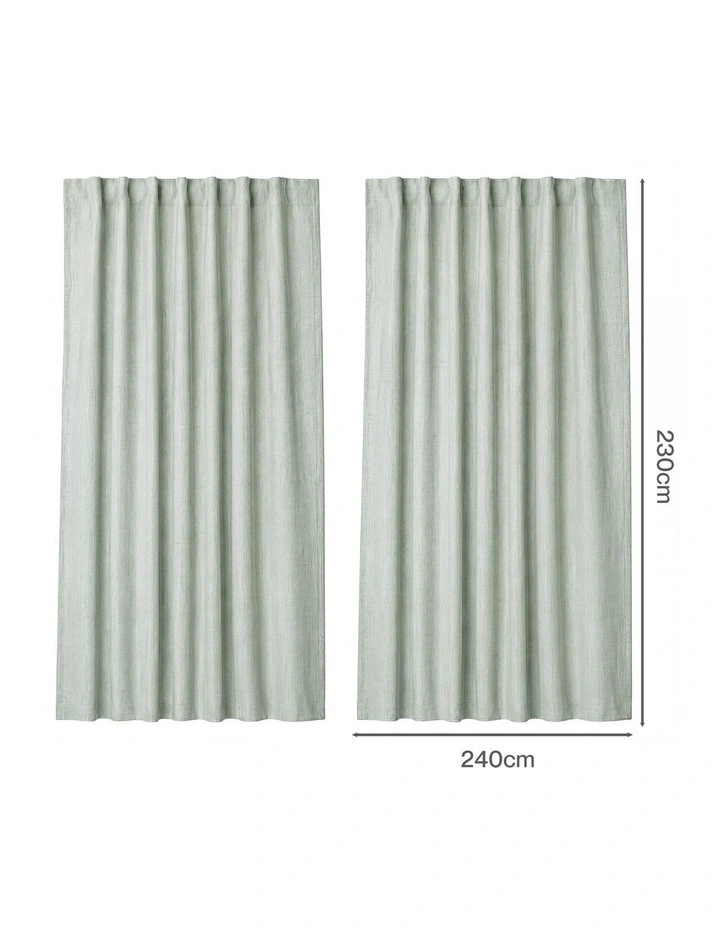 Marlow 2 Panels Blackout Curtains Linen Look Curtain Draperies Window Green image 3