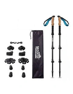 Mountview 2 Pcs Hiking Trekking Poles Walking Stick Adjustable Lightweight Black