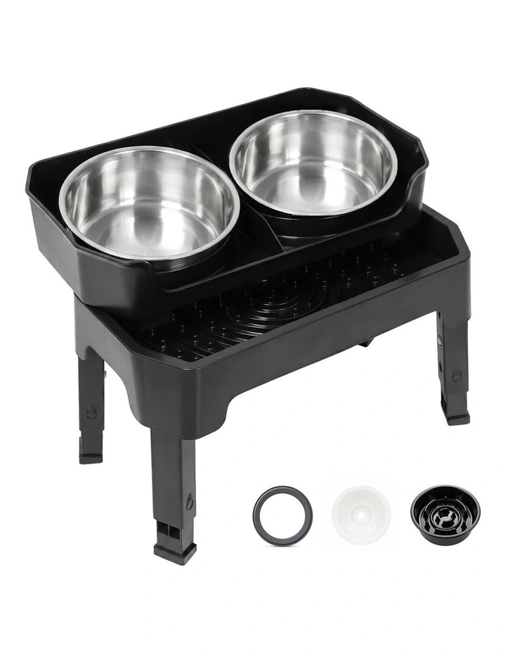 Pawz Raised Dog Bowls Adjustable Elevated Feeder Slow Feeder Lick Mat Foldable image 1