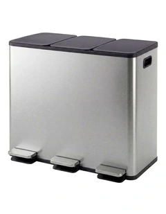 Toque Pedal Rubbish Bin Kitchen Trash Can Stainless Steel 3 x 18L Waterproof