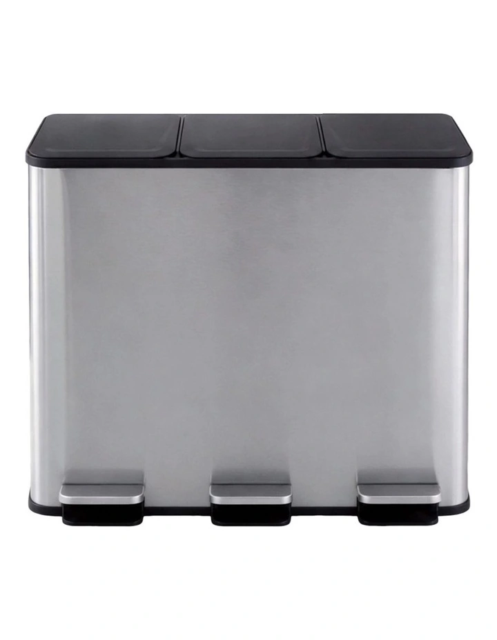 Toque Pedal Rubbish Bin Kitchen Trash Can Stainless Steel 3 x 18L Waterproof image 2