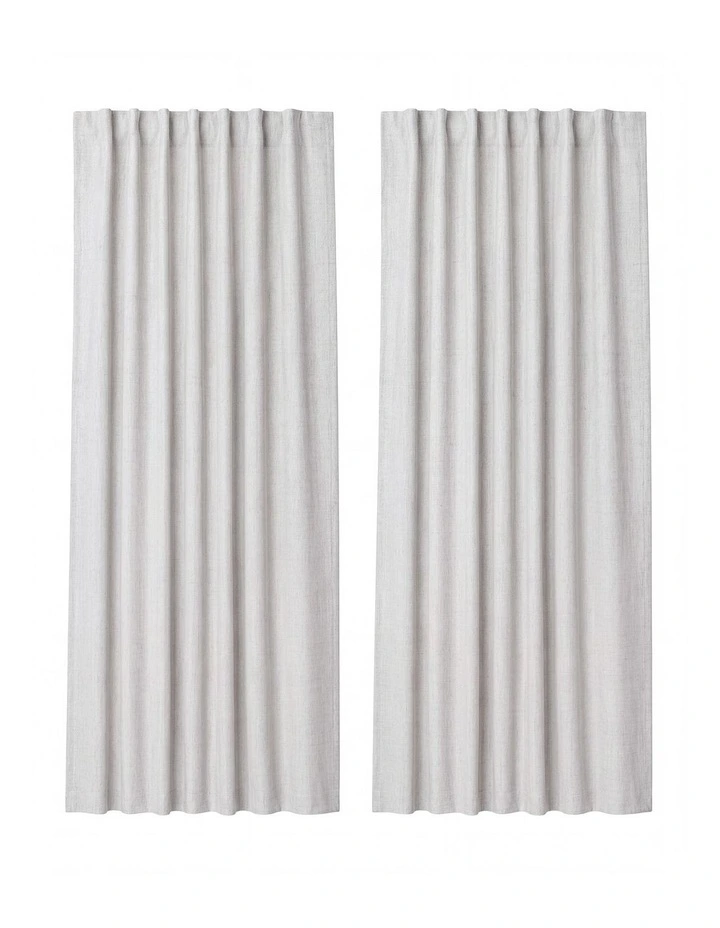 Marlow 100% Blackout Curtains Thermal Linen Look Blockout Drapes 2-Panel Bedroom image 2
