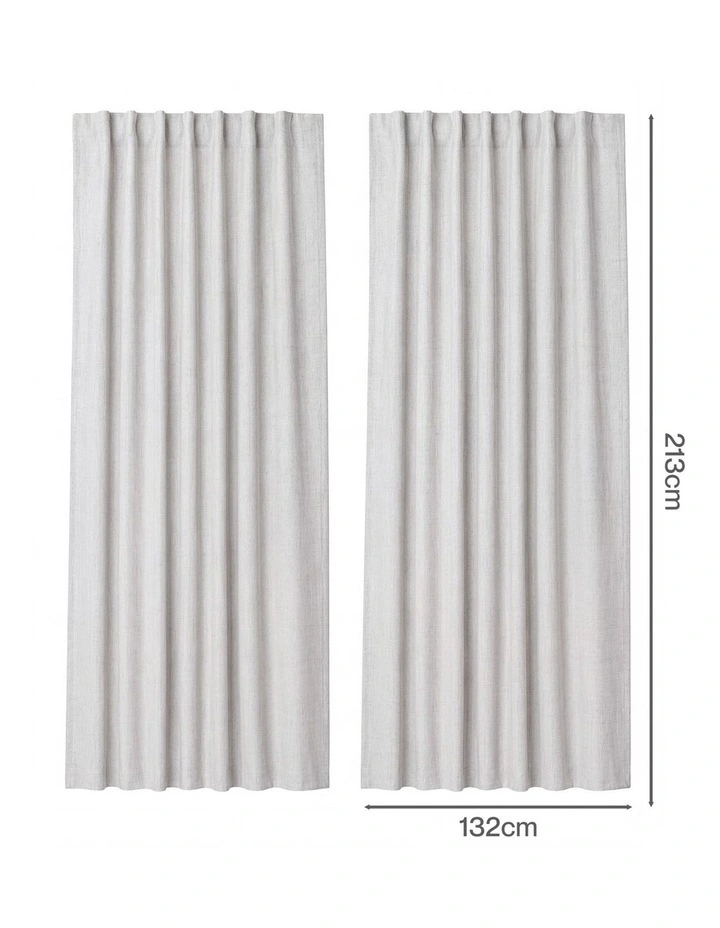 Marlow 100% Blackout Curtains Thermal Linen Look Blockout Drapes 2-Panel Bedroom image 3