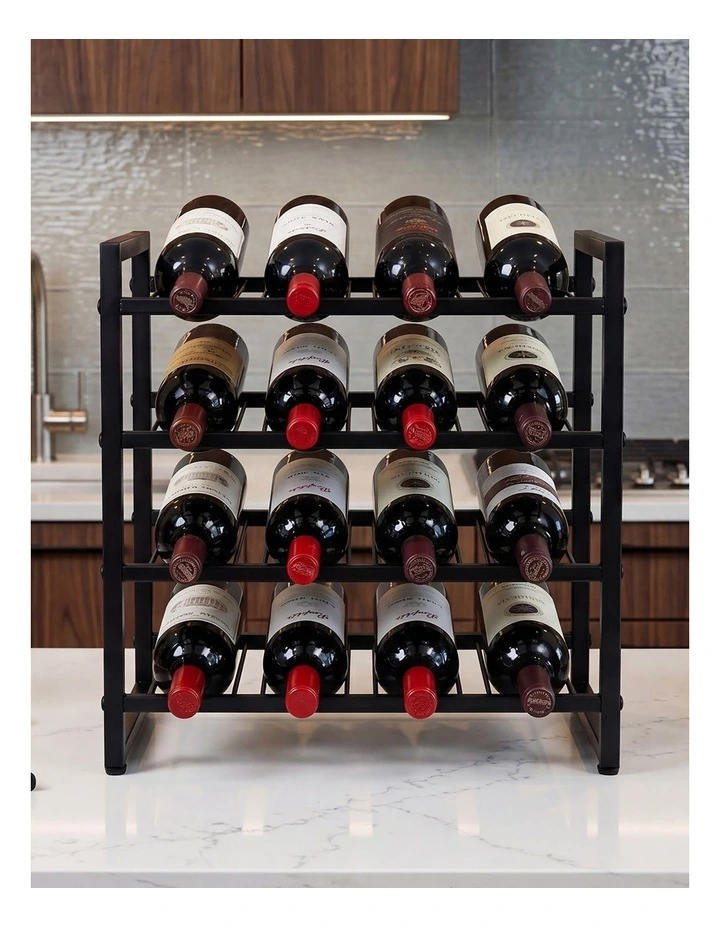 Levede Wine Rack 16 Bottle 4-Tier Metal Display Storage Organizer Adjustable Bar image 7