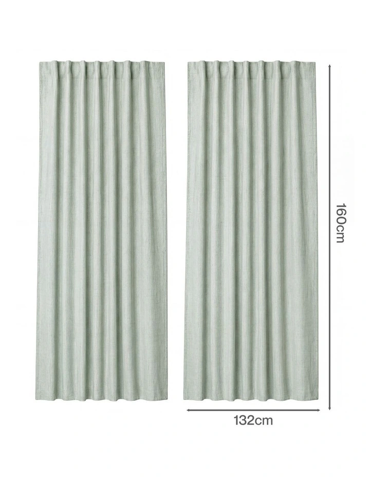 Marlow 2 Panels Blackout Curtains Thermal Linen Look Blockout Drapes 132x160cm image 3