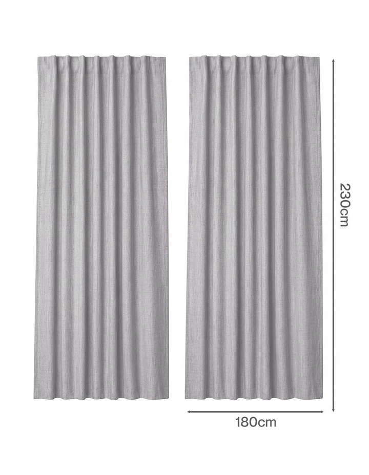 Marlow Blackout Curtains 2 Panels Thermal Linen Look Blockout Drapes 180 x 230cm image 3