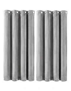 Marlow Velvet Blackout Curtains 2-Panel Room Darkening Eyelet Curtains Grey