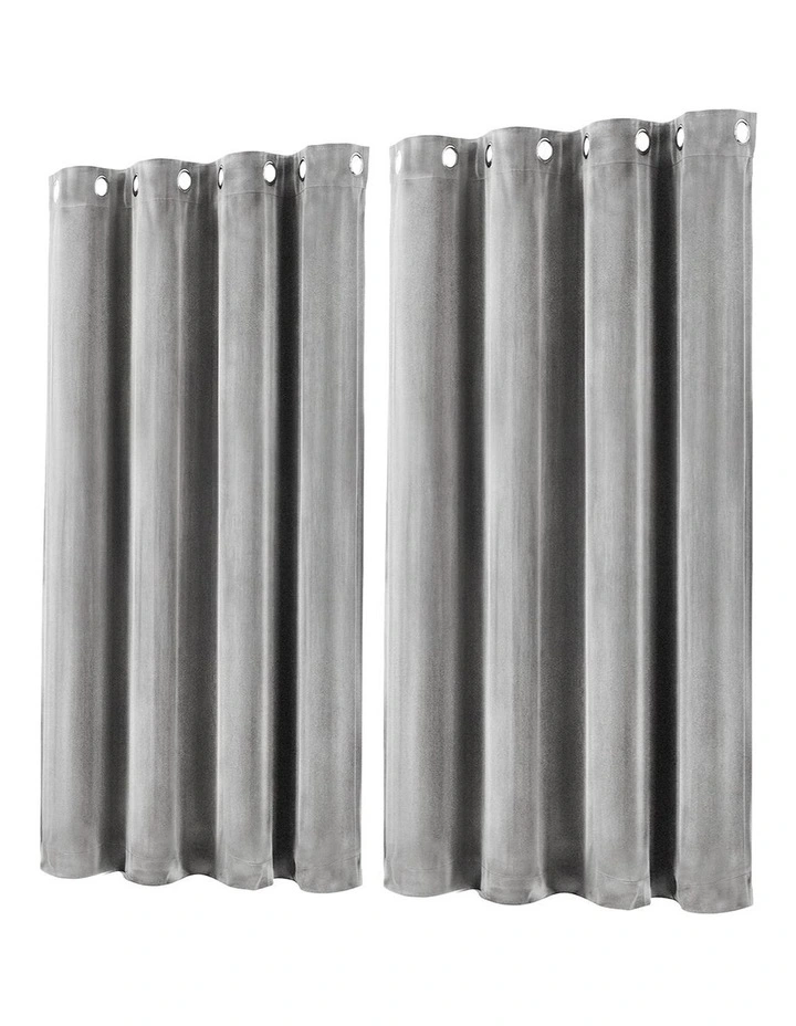 Marlow Velvet Blackout Curtains 2-Panel Room Darkening Eyelet Curtains Grey image 2