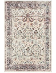 MISS AMARA ADDISON CREAM AND PURPLE MULTI-COLOUR DISTRESSED RUG