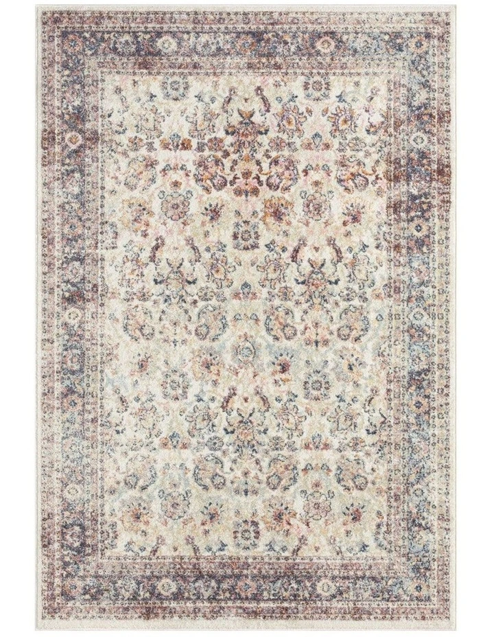 MISS AMARA ADDISON CREAM AND PURPLE MULTI-COLOUR DISTRESSED RUG image 1