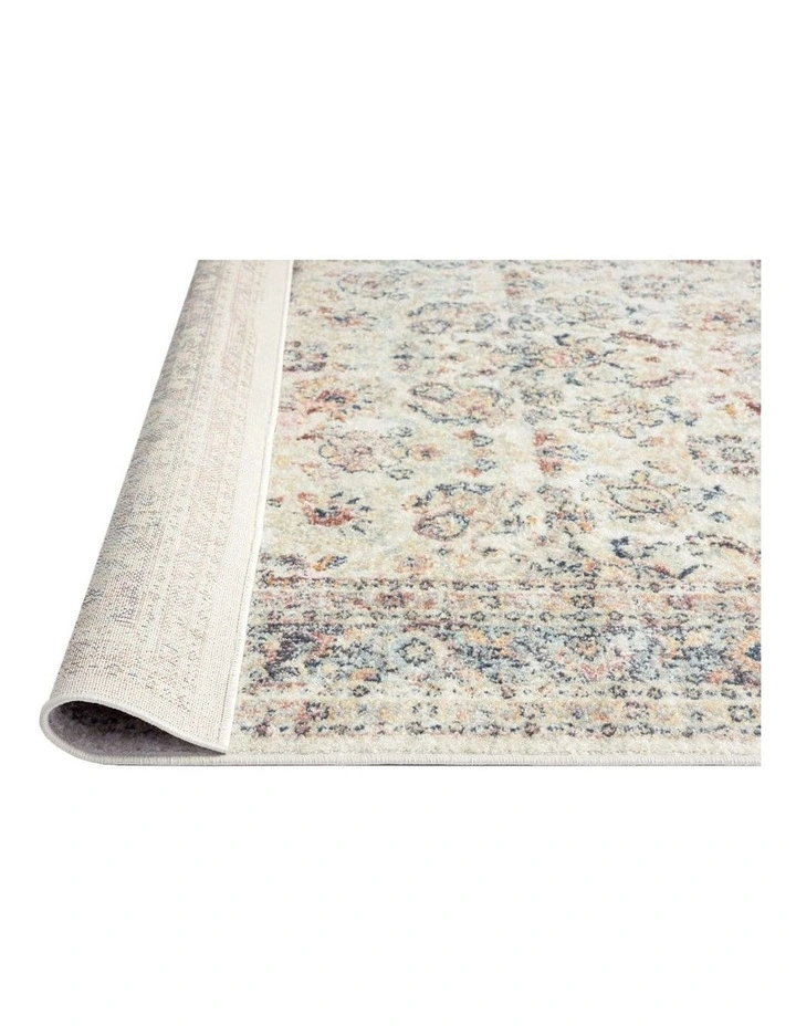 MISS AMARA ADDISON CREAM AND PURPLE MULTI-COLOUR DISTRESSED RUG image 3