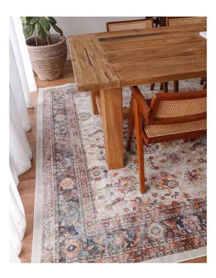 MISS AMARA ADDISON CREAM AND PURPLE MULTI-COLOUR DISTRESSED RUG image 5