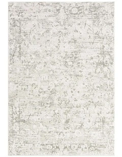 MISS AMARA ADELA GREY AND IVORY DISTRESSED FLORAL RUG