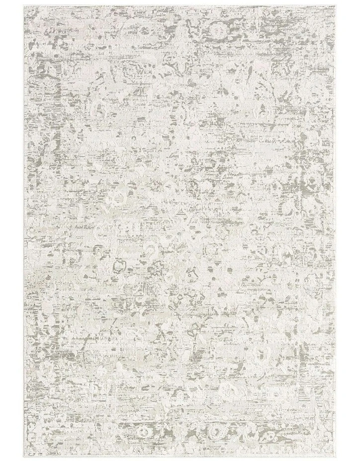 MISS AMARA ADELA GREY AND IVORY DISTRESSED FLORAL RUG image 1