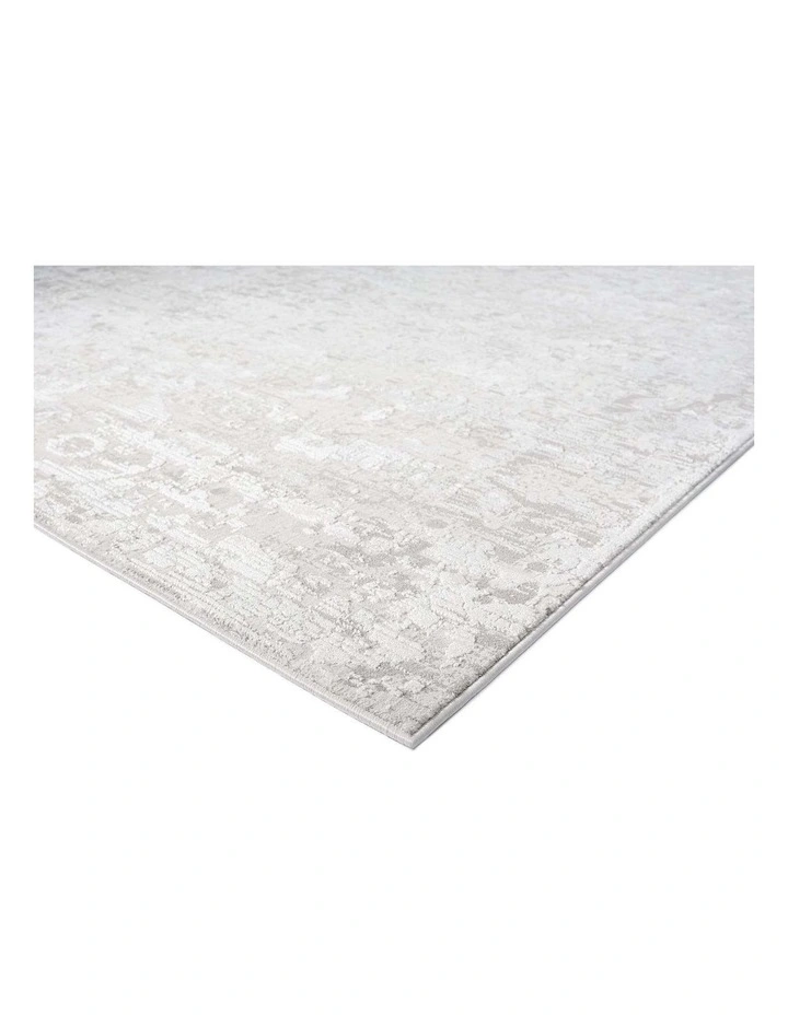 MISS AMARA ADELA GREY AND IVORY DISTRESSED FLORAL RUG image 2