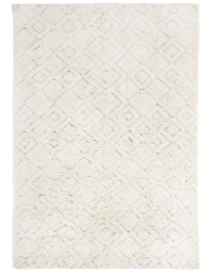 MISS AMARA  ALINA DIAMOND PATTERN BERBER WOOL SHAG RUG image 1