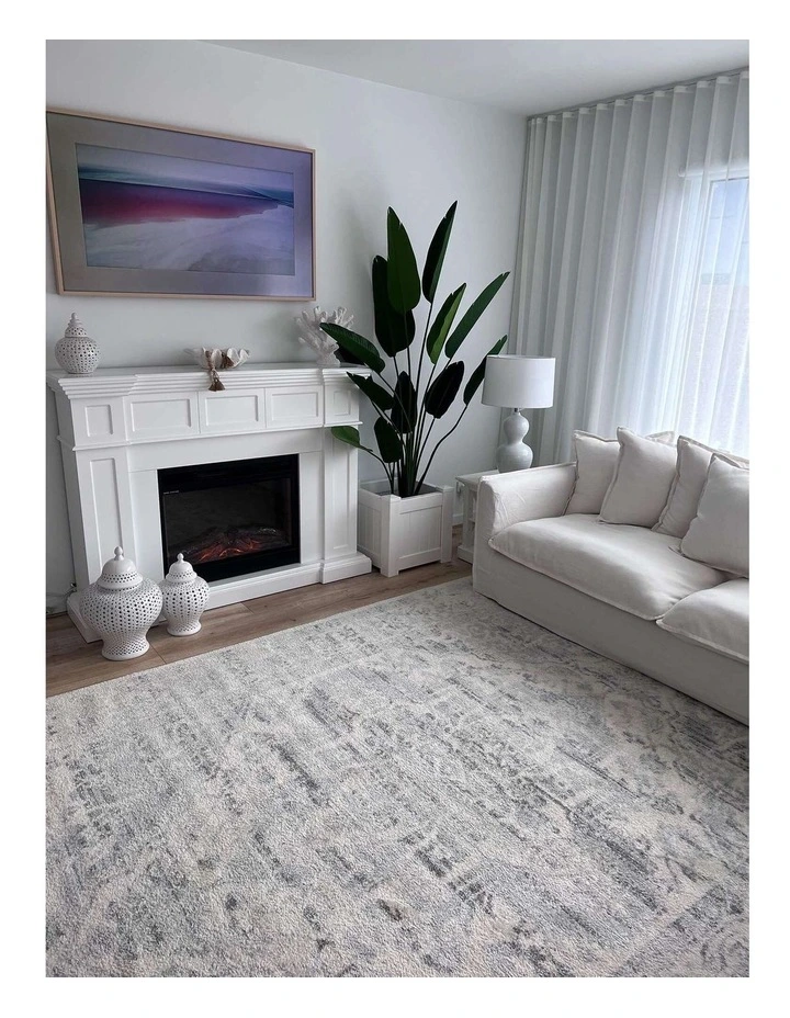 MISS AMARA  ANDRA GREY AND IVORY TRADITIONAL DISTRESSED RUG image 6