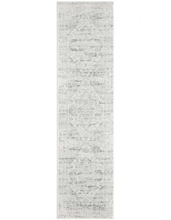 MISS AMARA ANDRA GREY AND IVORY TRADITIONAL DISTRESSED RUNNER RUG