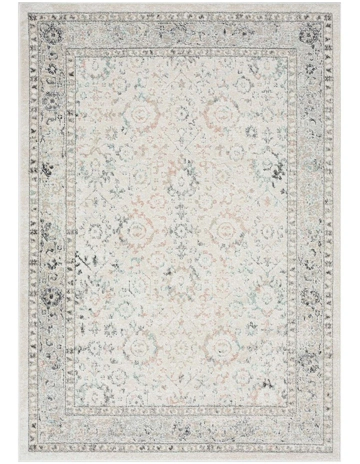 MISS AMARA  ANINE CREAM AND GREY MULTI-COLOUR TRADITIONAL FLORAL RUG image 1