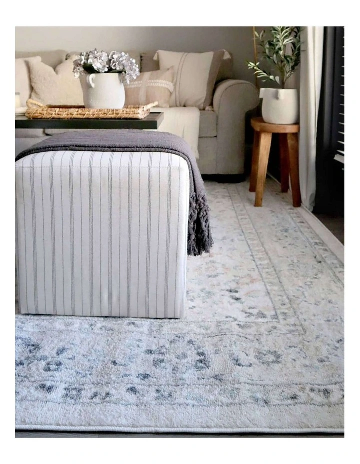 MISS AMARA  ANINE CREAM AND GREY MULTI-COLOUR TRADITIONAL FLORAL RUG image 5