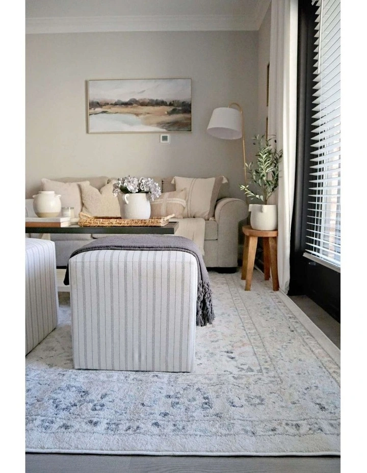 MISS AMARA  ANINE CREAM AND GREY MULTI-COLOUR TRADITIONAL FLORAL RUG image 6