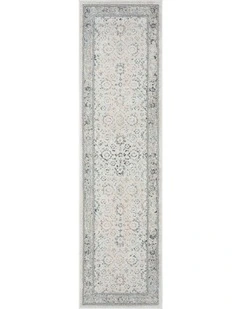 MISS AMARA ANINE CREAM AND GREY MULTI-COLOUR TRADITIONAL FLORAL RUNNER RUG
