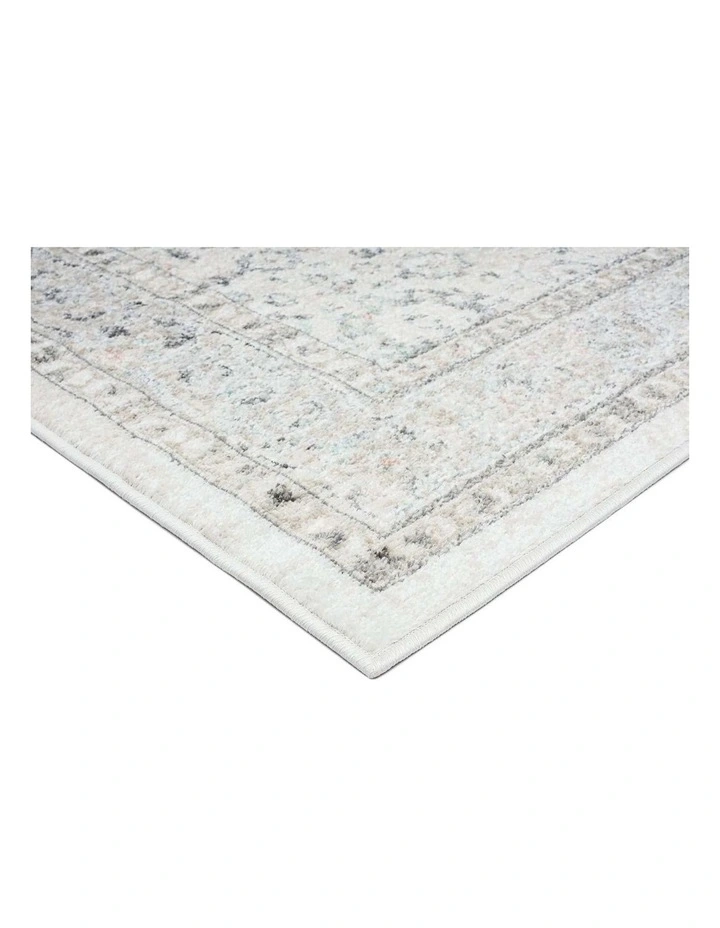 MISS AMARA  ANINE CREAM AND GREY MULTI-COLOUR TRADITIONAL FLORAL RUNNER RUG image 2