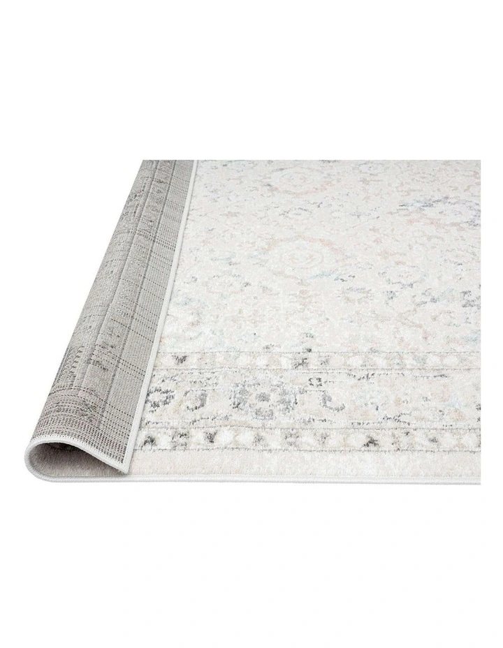 MISS AMARA  ANINE CREAM AND GREY MULTI-COLOUR TRADITIONAL FLORAL RUNNER RUG image 3