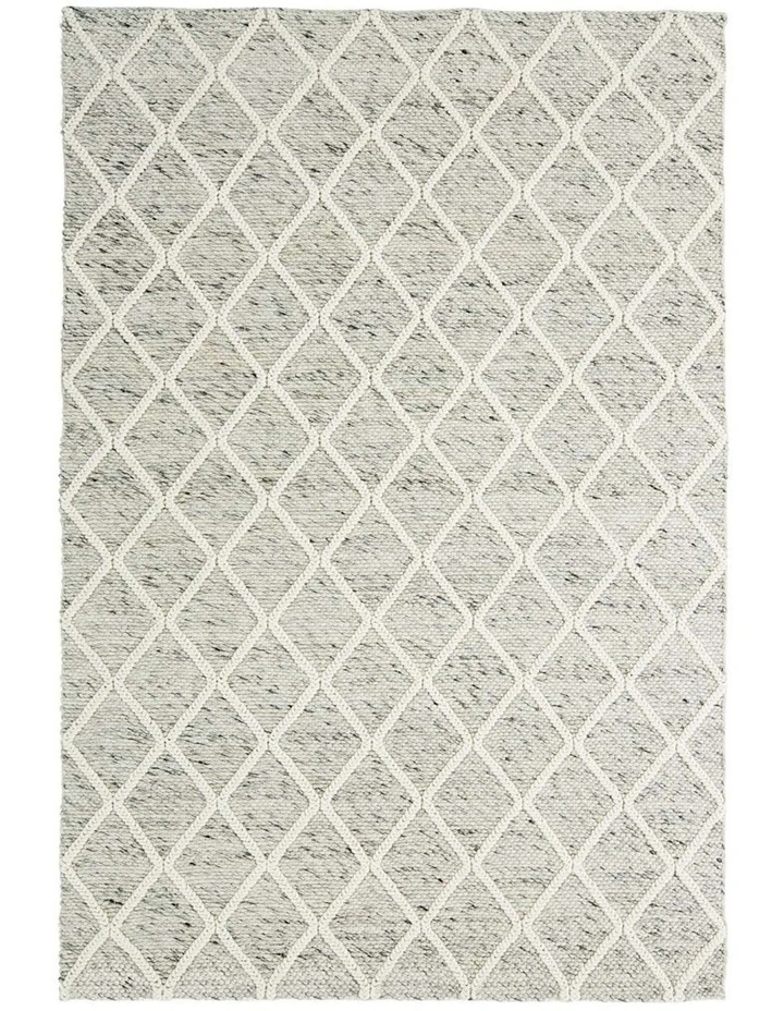 MISS AMARA  ANJA GREY AND IVORY LATTICE WOOL RUG image 1