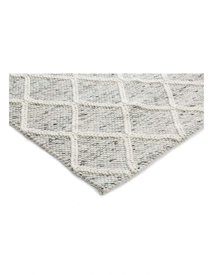MISS AMARA  ANJA GREY AND IVORY LATTICE WOOL RUG image 2