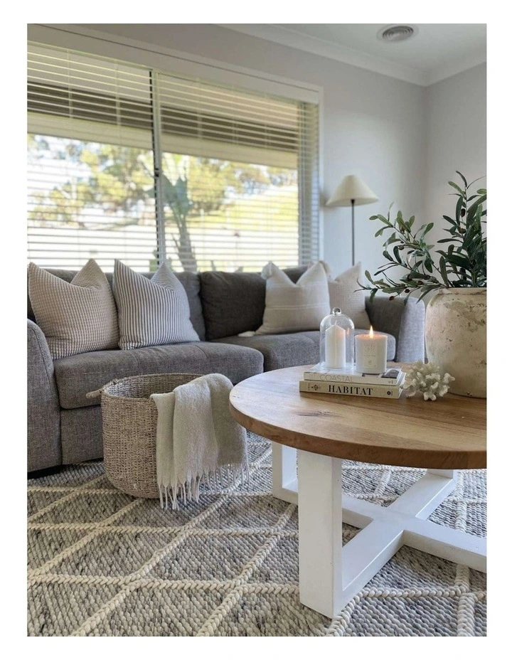 MISS AMARA  ANJA GREY AND IVORY LATTICE WOOL RUG image 4