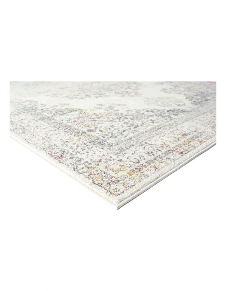 MISS AMARA AYSHA PINK YELLOW AND GREY TRADITIONAL MEDALLION RUG image 2
