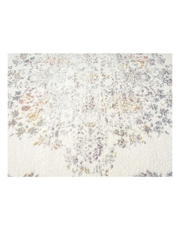 MISS AMARA AYSHA PINK YELLOW AND GREY TRADITIONAL MEDALLION RUG image 4