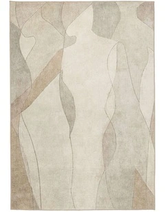 MISS AMARA AZRA GREY AND BEIGE ABSTRACT WASHABLE RUG