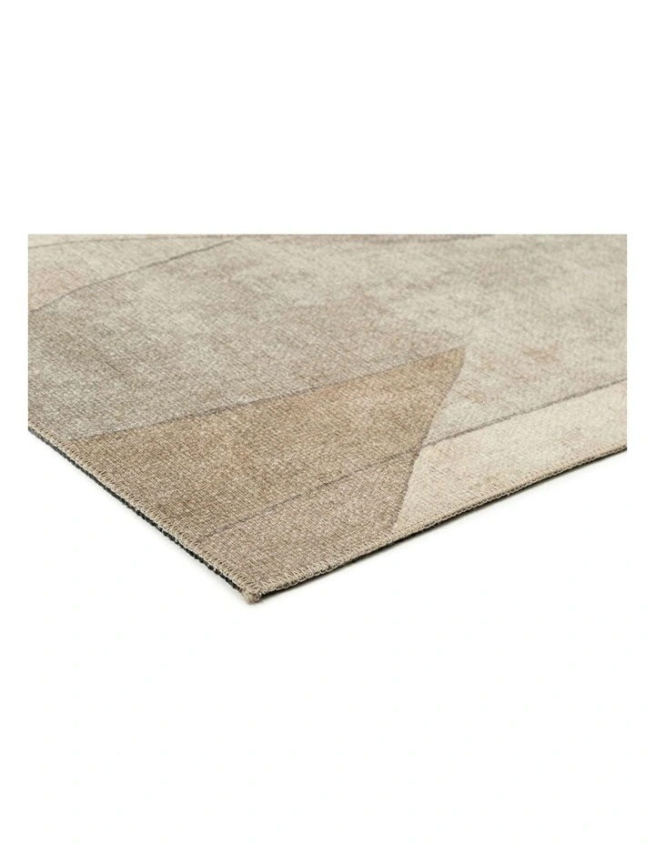 MISS AMARA  AZRA GREY AND BEIGE ABSTRACT WASHABLE RUG image 2