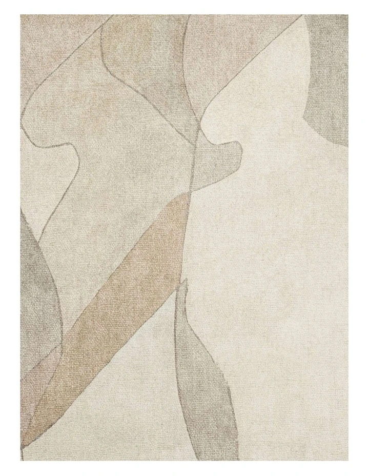 MISS AMARA  AZRA GREY AND BEIGE ABSTRACT WASHABLE RUG image 5